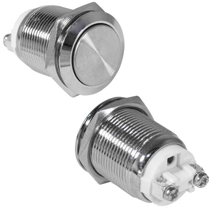 Кнопка антивандальная RUICHI GQ19SH-10Z/N, OFF-ON, рабочая температура -25…+55 °C, никелированная латунь