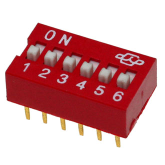 DIP-переключатель RUICHI DS-06, серия SWD 1-6, 25 мА, 24 В, 50 мОм, 6 (ON-OFF) с шагом 2,54 мм, 6.9х16.6х10 мм